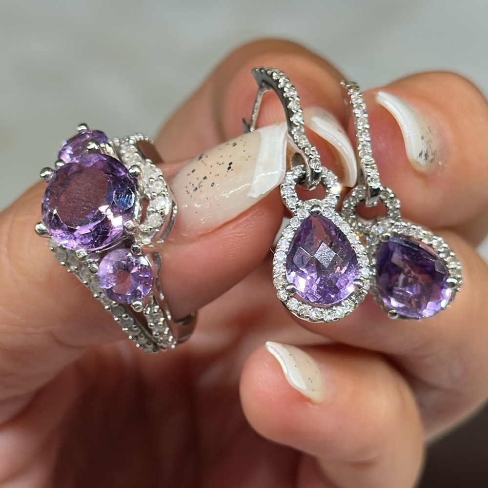 White gold -diamond - Amathyst set